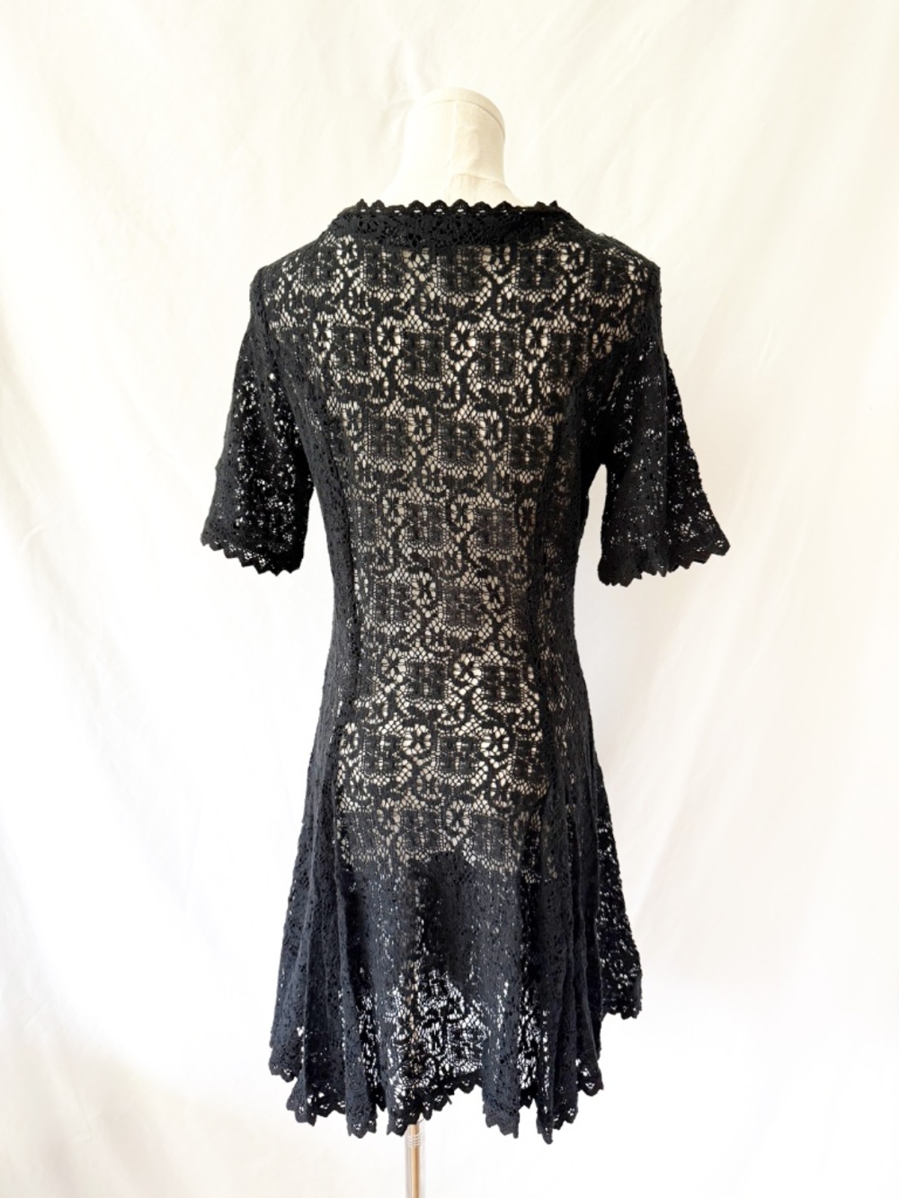 Vintage Betsey Johnson Black Lace Dress M/L - Picture 5 of 9